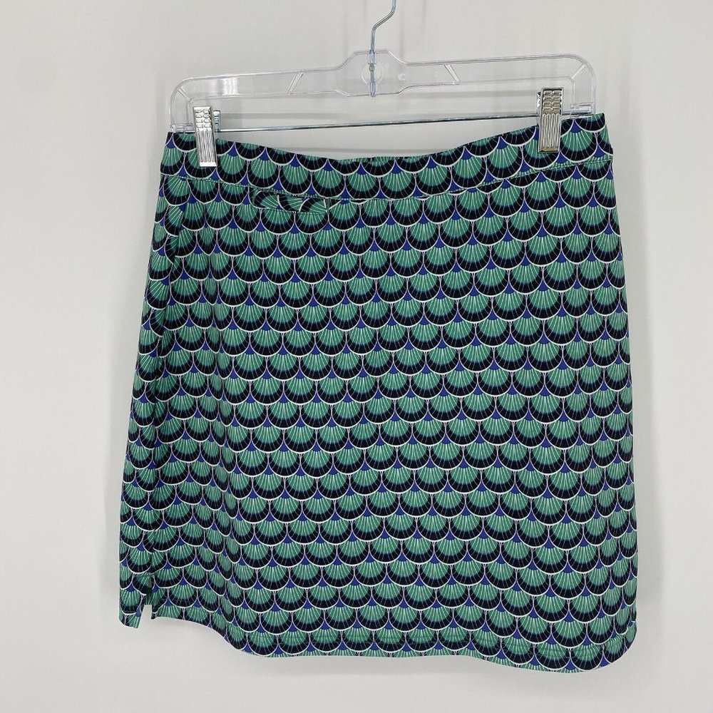 Peter Millar skirt womens medium M green navy printed wicking golf pull on prep